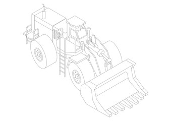 wheel loader Architect blueprint - isolated