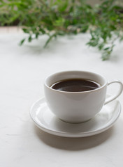 A cup of coffee in the morning