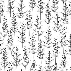 Cute seamless pattern with herbal silhouettes.