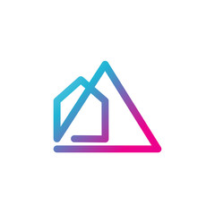 house abstract real estate line color logo