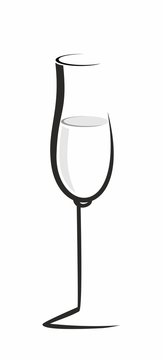 sketch of isolated champagne glass