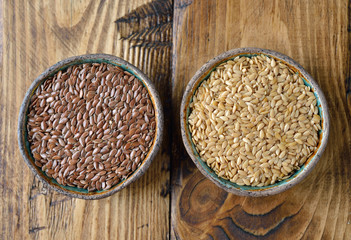 White and brown linen seeds