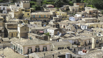 View of the baroque town of  Modica in the province of Ragusa in Sicily, Italy