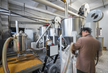 Obraz premium Hot water boiler. Boiler room with a heating system