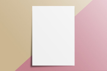 Blank A4 paper template on two color paper with brown and pink of background.