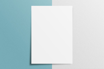 Blank A4 paper template on two color paper with blue and gray of background.