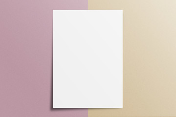 Blank A4 paper template on two color paper with brown and pink of background.