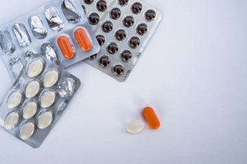 pharmaceuticals pills tablet medicine on white background