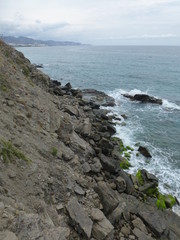 Playa de Calaceite de Nerja en la Costa del Sol de MAlaga ( Andalucia, España)