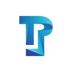 letter  TP color gradient line art logo