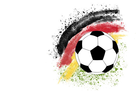 german football illustration on white with soccer and flag