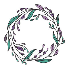 Fototapeta na wymiar flower wreath floral vector contour violet
