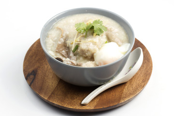 porridge rice in ceramic bowl