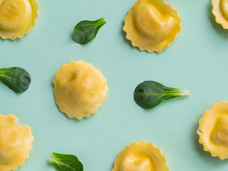 Green raw ravioli pattern