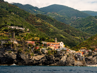 little village on steep hill in italy