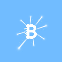 Digital bitcoins symbol with light effect and firework on blue backgraund.