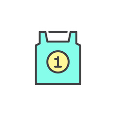 Top sportswear filled outline icon, line vector sign, linear colorful pictogram isolated on white. Sport jersey number one symbol, logo illustration. Pixel perfect vector graphics