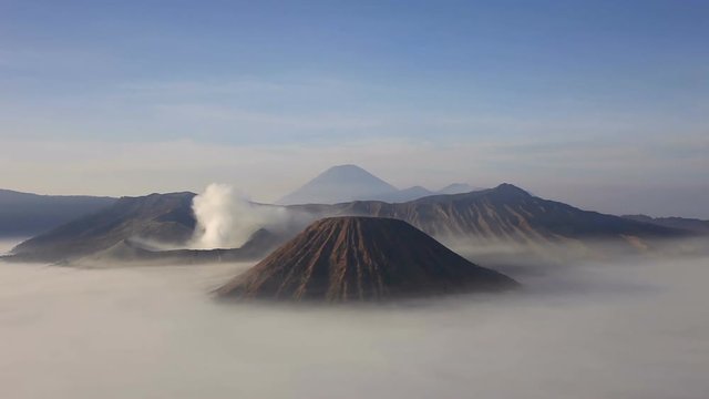 Bromo volcano timelapse. Mount Bromo or Gunung Bromo is an active volcano in East Java island, Indonesia.