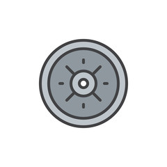 Barbell Weight filled outline icon, line vector sign, linear colorful pictogram isolated on white. Weight lifting symbol, logo illustration. Pixel perfect vector graphics