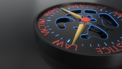 Compensation and litigation background compass concept, 3d rendering