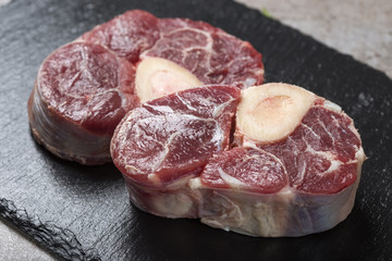 Piece of raw fresh beef shank, lower part of cow's foreleg