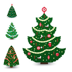 Christmas tree vector ornament star xmas gift design holiday celebration winter season party plant.