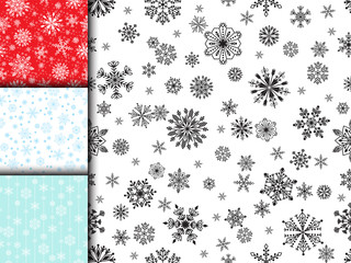 Snowflake vector seamless pattern weather traditional winter december wrapping paper christmas background.