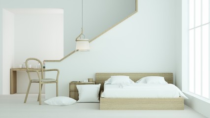 Bedroom Interior Japanese minimal style -3D rendering decoration white background	