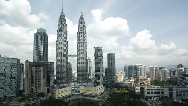Cloudscape view of the Petronas Twin Towers, Kuala Lumpur City Centre KLCC, Malaysia, Kuala Lumpur, Asia, Time lapse