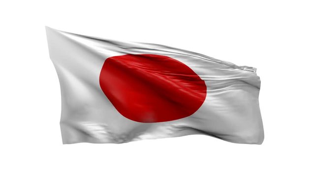 Waving flag of Japan, 3d animation