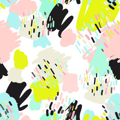 Fototapeta na wymiar Trendy scribbles seamless pattern in pastel colors