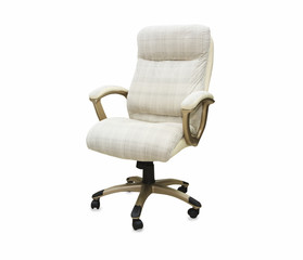 Office chair from gray cloth isolated over white