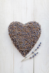 Heart from lavender flowers as a symbol of great love