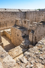 Ruins of city walls next to Grand master palace (Rhodes, Greece)