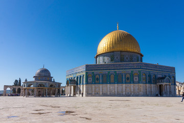 Obraz premium View of Dome of the rock in Temple Mount, Jerusalem, Israel