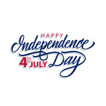 Happy Independence Day, 4th of July calligraphic lettering design celebrate card template. Creative typography for holiday greetings and invitations. Vector illustration.