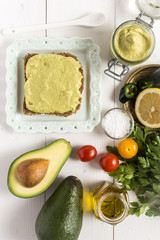 Fresh Avocado Spread Guacamole as Healthy Breakfast Food Concept
