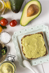 Fresh Avocado Spread Guacamole as Healthy Breakfast Food Concept
