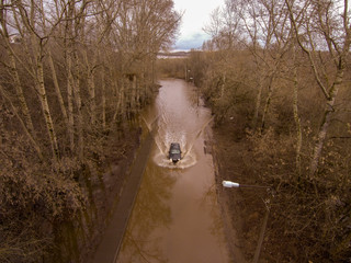 city streets flooded during the spring flood