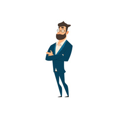 Business dilemma. Businessman looking at the rotating business icons. Concept business vector illustration.