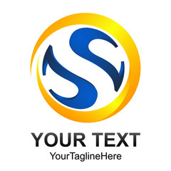 Creative abstract letter S vector logo design template element. Colored yellow circle blue concept icon