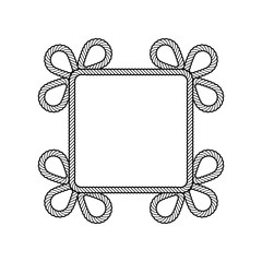 Decorated rope frame in a shape of a square, isolated vector object.