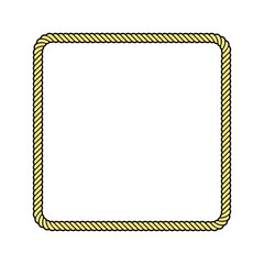 Rope frame in a square shape, isolated vector object.