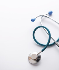 Blue stethoscope with copy space