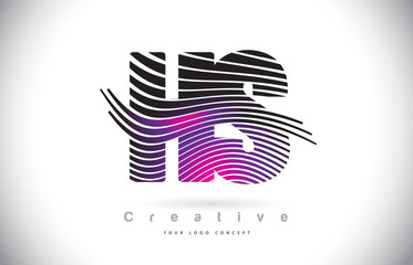 HS H S Zebra Texture Letter Logo Design With Creative Lines and Swosh in Purple Magenta Color.