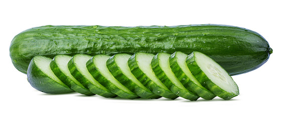 Fresh cucumber isolated on white background with clipping path