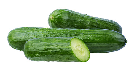 Fresh cucumber isolated on white background with clipping path