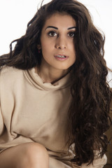 Naklejka premium Portrait of brunette with long hair