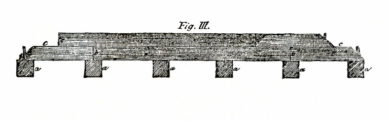 Railroad track, wooden (from Das Heller-Magazin, April 12, 1834)