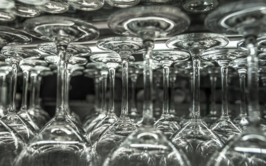 Abstract empty of wine glasses, color background